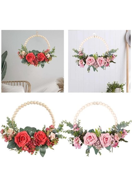 1 Adet, Gül Çiçek Çelenk Çelenk Bahar Dekoratif Yeşil Yapraklar Kapı Pencere Asılı Bahçe Düğün Festivali Parti Dekoru (Gül Kırmızı, 35X32 Cm) (Yurt Dışından) modelleri