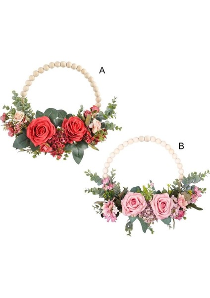 1 Adet, Gül Çiçek Çelenk Çelenk Bahar Dekoratif Yeşil Yapraklar Kapı Pencere Asılı Bahçe Düğün Festivali Parti Dekoru (Gül Kırmızı, 35X32 Cm) (Yurt Dışından) fırsatları