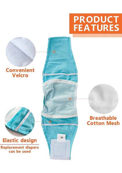 Paket Erkek Köpek Bezi Yıkanabilir Köpek Göbek Bandı Bezi Küçük ve Orta Köpekler Için Fizyolojik Hijyenik Pantolon M (Yurt Dışından) indirimleri