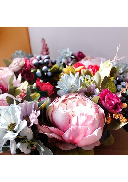 1pc, Yapay Bitkiler Şakayık Çelengi - Dört Mevsim Şakayık ve Yeşil Yaprak Ön Kapı DEKORASYONU(35CM, Karıştırma) (Yurt Dışından) modelleri