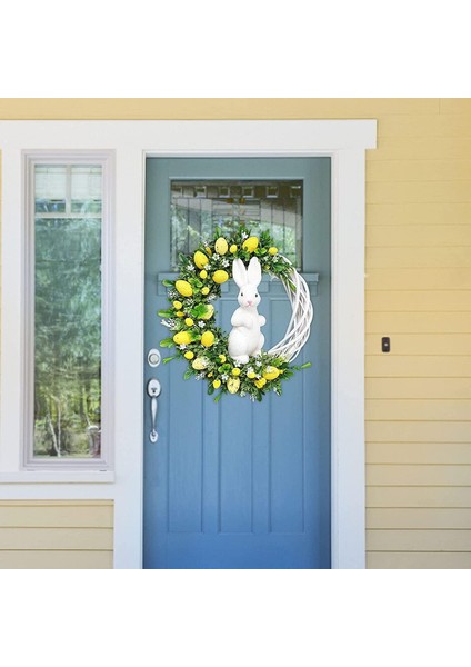 1 Adet, Sarı Tavşan Çelenk Dekorasyon Paskalya Çelenk Ön Kapı Dekorasyon Tavşan Yumurta Berry Çiçek Çelenk Açık Bahar Dekorasyon (Yurt Dışından) modelleri