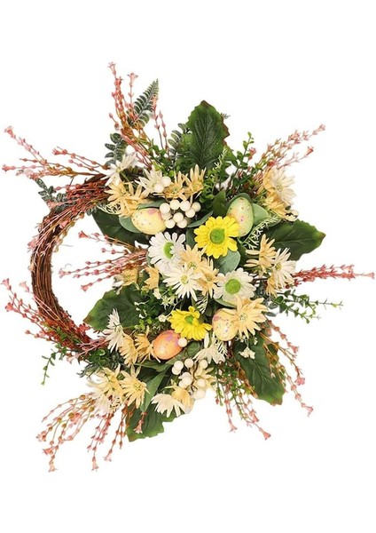 1 Adet, Paskalya Krizantem Çelengi Garland Renkli Yumurtalar Yumurta Çelengi Penceresi (50CM, Sarı, Işıksız) (Yurt Dışından)