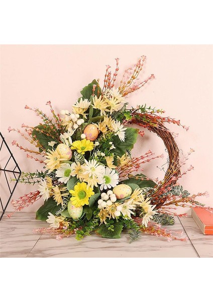 1 Adet, Paskalya Krizantem Çelengi Garland Renkli Yumurtalar Yumurta Çelengi Penceresi (50CM, Sarı, Işıksız) (Yurt Dışından) fiyatları
