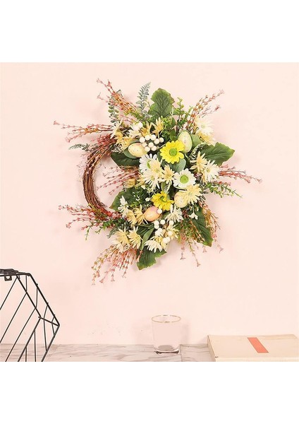 1 Adet, Paskalya Krizantem Çelengi Garland Renkli Yumurtalar Yumurta Çelengi Penceresi (50CM, Sarı, Işıksız) (Yurt Dışından) modelleri