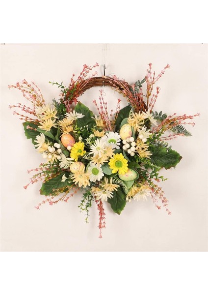 1 Adet, Paskalya Krizantem Çelengi Garland Renkli Yumurtalar Yumurta Çelengi Penceresi (50CM, Sarı, Işıksız) (Yurt Dışından) indirimleri