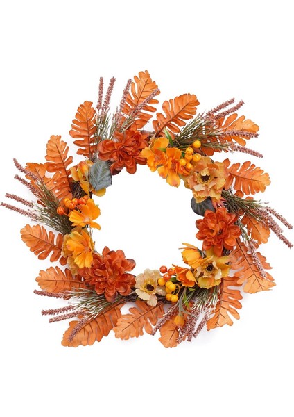 1 Adet, Yapay Sonbahar Kapı Çelengi Dekorasyonu (45CM) (Yurt Dışından)