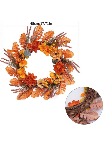 1 Adet, Yapay Sonbahar Kapı Çelengi Dekorasyonu (45CM) (Yurt Dışından) fiyatları