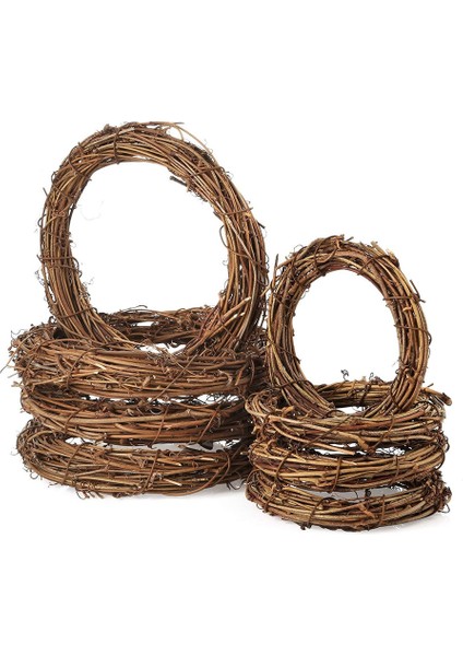 8 Parça 2 Boyutları Doğal Asma Çelenkleri Asma Dalı Çelenk Garland Dıy Kapı Çelengi Zanaat Için Rattan Düğün Asılı Dekorlar (10 cm ve 15 Cm) (Yurt Dışından)