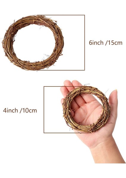 8 Parça 2 Boyutları Doğal Asma Çelenkleri Asma Dalı Çelenk Garland Dıy Kapı Çelengi Zanaat Için Rattan Düğün Asılı Dekorlar (10 cm ve 15 Cm) (Yurt Dışından) fırsatları