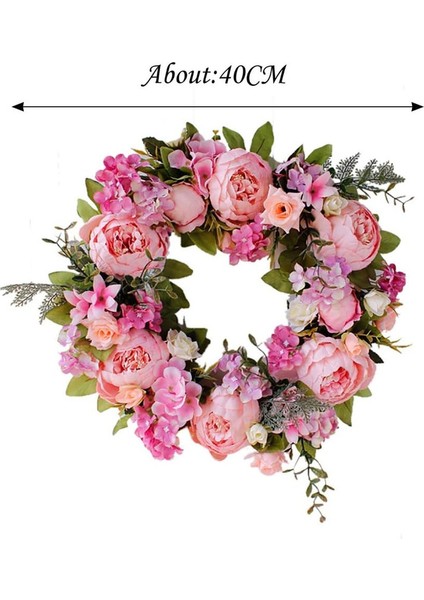 1 Adet, 16 "kapı Çelengi, Yapay Şakayık Ortanca Polen Rengi Çiçek Bahar ve Yaz Ön Kapı Çelengi Dört Mevsim Çelenk Yuvarlak (Yurt Dışından) modelleri