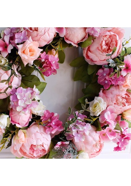 1 Adet, 16 "kapı Çelengi, Yapay Şakayık Ortanca Polen Rengi Çiçek Bahar ve Yaz Ön Kapı Çelengi Dört Mevsim Çelenk Yuvarlak (Yurt Dışından) fırsatları