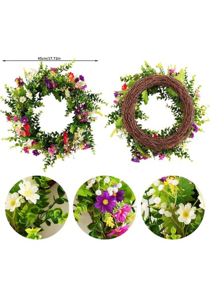 1 Adet, Kapı Çelengi, Yapay Çiçekler Çelenk, Ilkbahar Yaz Tüm Mevsimler Çiçek Çelenk, Ön Kapı Oturma Odası Pencere Duvar Bahçe Düğün Festivali Dekoru Için (45 Cm) (Yurt Dışından) modelleri