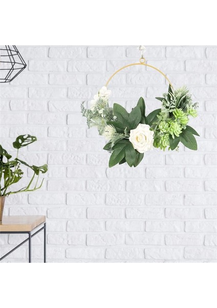 1 Adet, Çiçek Çember Çelenk Garland Yapay Asılı Yeşillik Yapraklar Ön Kapı Dekoru Için Gül Parti Düğün, Beyaz Gül Duvar Asılı (30 Cm) (Yurt Dışından) fiyatları