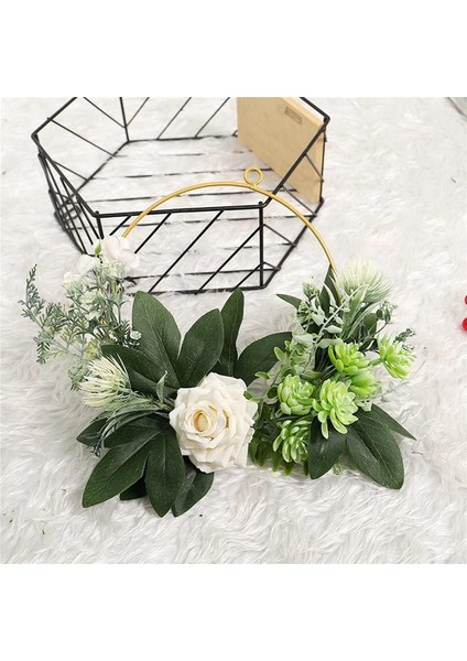 1 Adet, Çiçek Çember Çelenk Garland Yapay Asılı Yeşillik Yapraklar Ön Kapı Dekoru Için Gül Parti Düğün, Beyaz Gül Duvar Asılı (30 Cm) (Yurt Dışından) modelleri