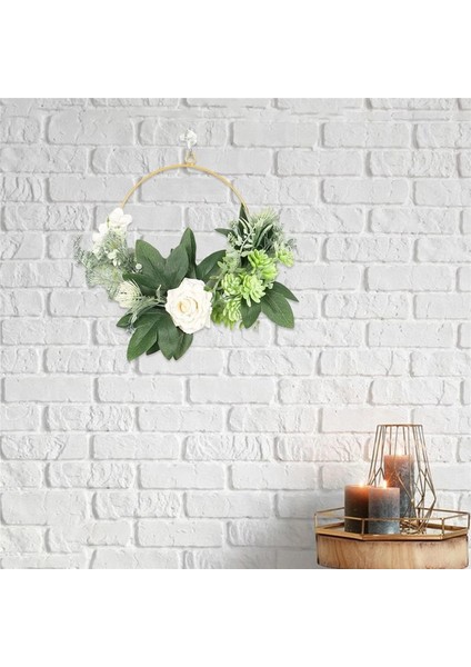 1 Adet, Çiçek Çember Çelenk Garland Yapay Asılı Yeşillik Yapraklar Ön Kapı Dekoru Için Gül Parti Düğün, Beyaz Gül Duvar Asılı (30 Cm) (Yurt Dışından) fırsatları