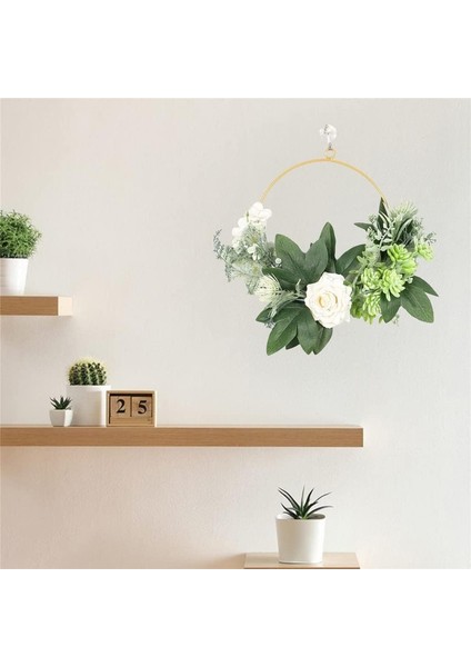 1 Adet, Çiçek Çember Çelenk Garland Yapay Asılı Yeşillik Yapraklar Ön Kapı Dekoru Için Gül Parti Düğün, Beyaz Gül Duvar Asılı (30 Cm) (Yurt Dışından) indirimleri