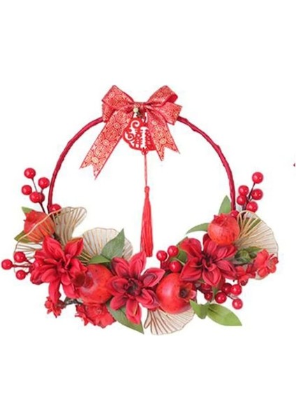 1 Adet, Kırmızı Çelenk Nar Garland Süs Asılı Dekorlar Çelenkler Süslemeleri Ön Kapı Ev Partisi Için Ağaç Çelenk (30 Cm) (Yurt Dışından)