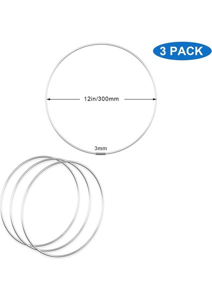 3 Adet 30 cm Çiçek Çelenk Çemberler, Düğün Çelenk Dekoru Yapmak Için Gümüş Metal Yüzükler ve Duvar Asılı El Sanatları (Gümüş) (Yurt Dışından) indirimleri