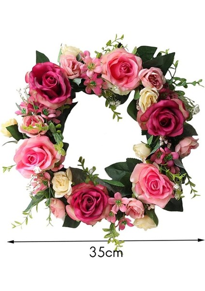 1 Adet, Yapay Gül Çiçek Çelengi Kapı Çelengi Yeşil Yapraklı Bahar Çelengi Ön Kapı, Düğün, Duvar, Ev Dekorasyonu (Gül Kırmızı Çelenk, 35CM) (Yurt Dışından) indirimleri