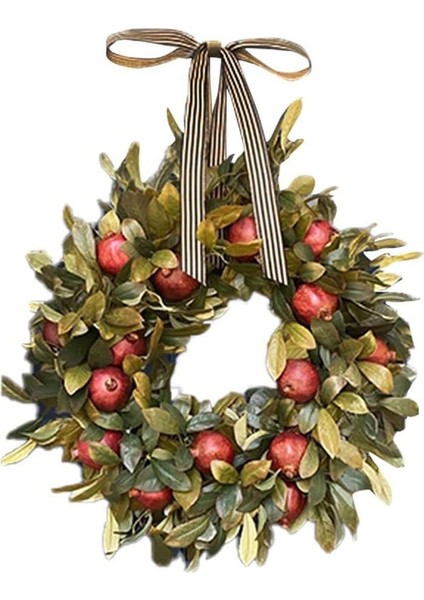 1 Adet, Güz Çelengi Şükran Günü Ön Kapı Nar Rustik Yapay Garlands Kapalı Ön Sundurma Asılı Çelenk Ev Dekor (40 Cm) (Yurt Dışından)