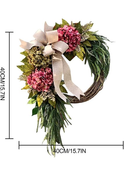 1 Adet, Ön Kapı Için Kullanılan Yapay Pembe Çiçek Yaz Ortanca Macrophylla Çelenk (40CM) (Yurt Dışından) fiyatları