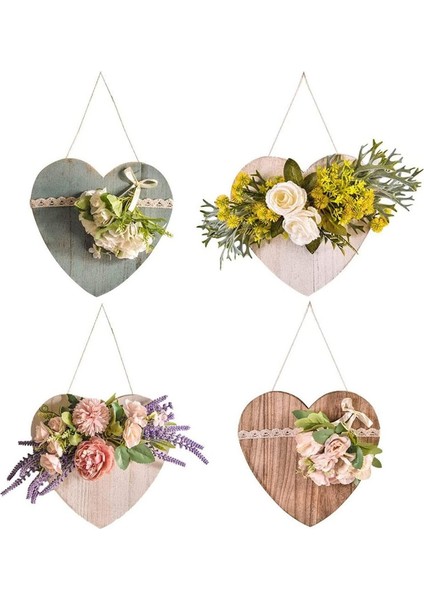 1 Adet, Kalp Şeklinde Ahşap Askı Dekore Ön Kapı Pencere Karşılama Işareti Çelenk Asılı Plaket (Kalp Şeklinde Kestane Sarısı, 25.5cm * 23CM) (Yurt Dışından) fiyatları