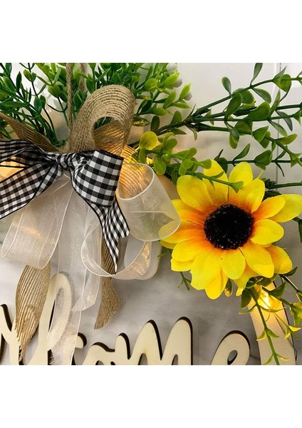 1 Adet, 30 Cm/11,8 Inç Çelenk, Yapay Bitki Şerit Fiyonklu 3D Yazı Tipi Dekorasyon Çelengi (Hoş Geldiniz, LED Işıklı) (Yurt Dışından) fırsatları