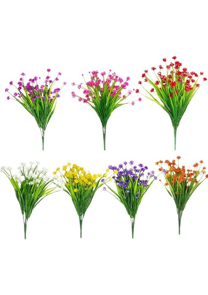 7 Yapay Sahte Çiçekler Demetleri Dış Mekan Uv Dirençli Yeşillik Çalılar Bitkiler Kapalı Dış Asılı Ekici Ev Bahçe Dekorasyonu (7 Renk, 32CM) (Yurt Dışından)