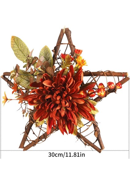 1 Adet, Yapay Beş Köşeli Yıldız Krizantem Yeşil Yapraklı Kapı Çelengi, Dört Mevsim Ön Kapı Çelengi Iç Mekan Dış Mekan Için Aydınlatır (30CM) (Yurt Dışından) fiyatları