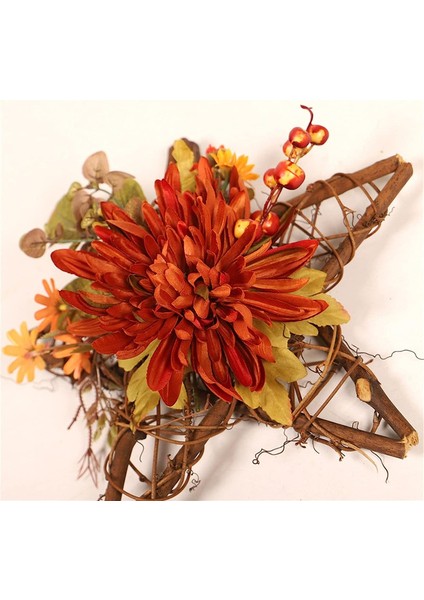 1 Adet, Yapay Beş Köşeli Yıldız Krizantem Yeşil Yapraklı Kapı Çelengi, Dört Mevsim Ön Kapı Çelengi Iç Mekan Dış Mekan Için Aydınlatır (30CM) (Yurt Dışından) modelleri