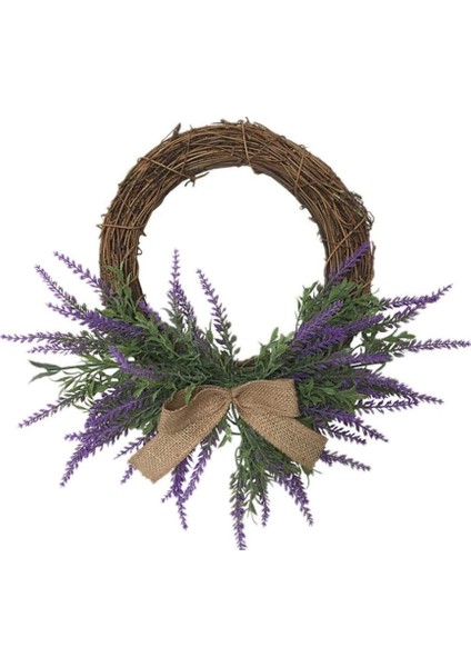 1 Adet, Fiyonklu Yapay Bahar Lavanta Çelengi, Mor Çiçek Garland Çiftlik Evi Düzenlemeleri Ön Kapı Asılı Duvar Ev Düğün Dekorasyon (36 Cm) (Yurt Dışından)