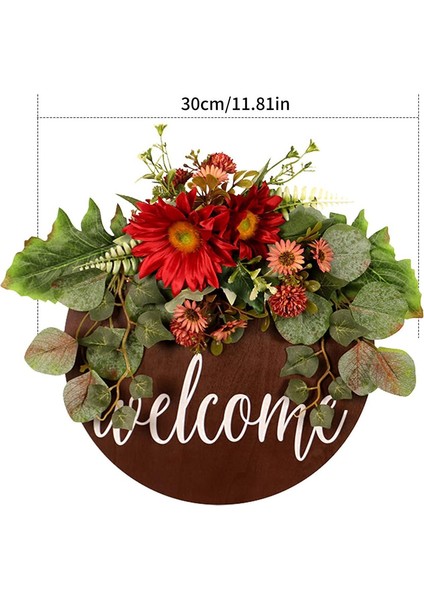 1pc, Ayçiçeği Baskılı Yuvarlak Ahşap Hoş Geldiniz Tabelası Kapı Çelengi, Kırmızı Ayçiçeği Okaliptüs (Yurt Dışından) fiyatları