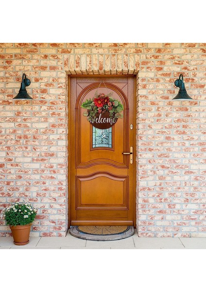 1pc, Ayçiçeği Baskılı Yuvarlak Ahşap Hoş Geldiniz Tabelası Kapı Çelengi, Kırmızı Ayçiçeği Okaliptüs (Yurt Dışından) indirimleri