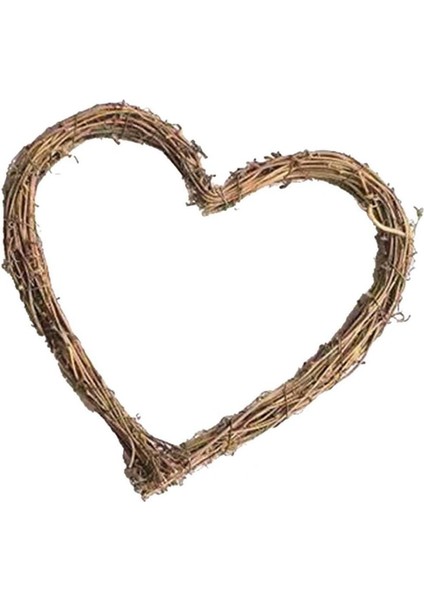 1 Adet, Hasır Çelenk Kalp Şeklinde Asma Çelenkler Malzemeleri Rustik Düğün Parti Dekorasyon Için Ön Kapı Duvar Asılı (30 Cm) (Yurt Dışından)