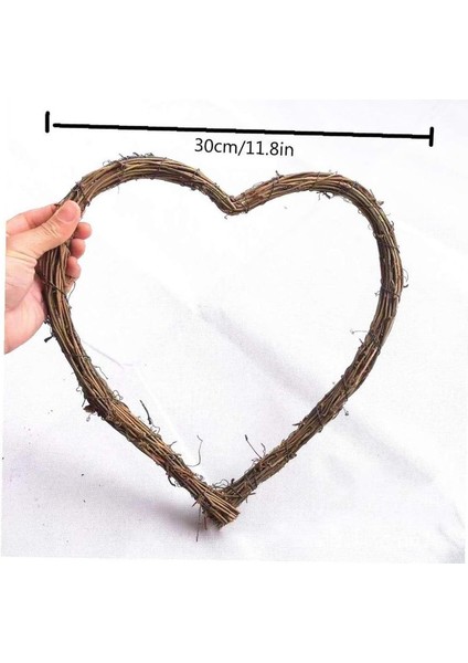 1 Adet, Hasır Çelenk Kalp Şeklinde Asma Çelenkler Malzemeleri Rustik Düğün Parti Dekorasyon Için Ön Kapı Duvar Asılı (30 Cm) (Yurt Dışından) fırsatları