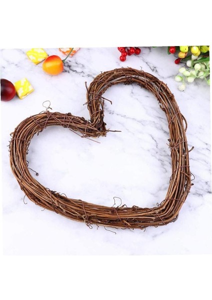 1 Adet, Hasır Çelenk Kalp Şeklinde Asma Çelenkler Malzemeleri Rustik Düğün Parti Dekorasyon Için Ön Kapı Duvar Asılı (30 Cm) (Yurt Dışından) indirimleri