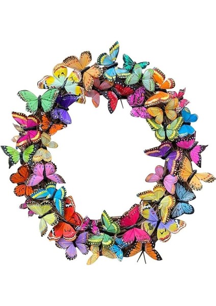 1 Adet, Bahar Kapı Dekor Için Güzel Kelebekler Çelenk Ev Bahçe Yapay Dekorasyon Garland Gerçekçi Dıy Süs (10 Cm) (Yurt Dışından)