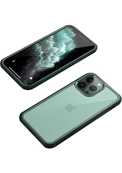 Apple iPhone 12 Pro Kılıf Dor Silikon Temperli Cam Kapak