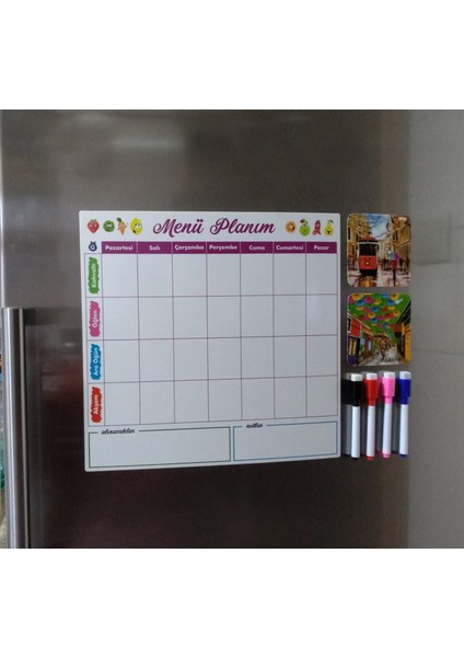Giftsturkiye Magnet Menü Planım 33X32 cm Silinebilir Mıknatıslı Yazı Panosu - Buzdolabı Magneti Bardak Altlığı . modelleri