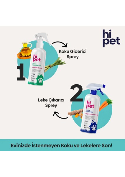 Hipet Kedi Leke Çıkarıcı ve Koku Giderici Sprey Seti