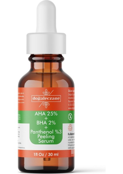 (Aha %25 + Bha %2 + Panthenol %3) Leke Karşıtı & Cilt Tonu Eşitleyici Peeling Cilt Serum 30 ml