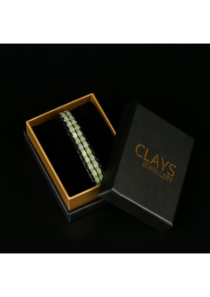 Clays Jewellery Kalsit & Hematit Taşı Silindir Bileklik, Unisex / Kadın / Erkek