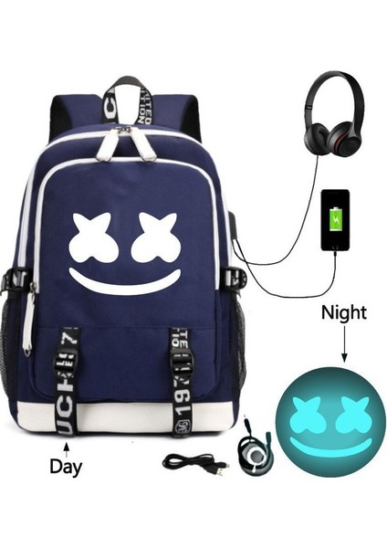 Dokuma Oxford USB Şarjlı Okul Çantası (Yurt Dışından)