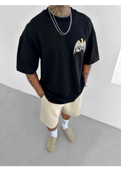 Dea Reflektörlü Oversize T-Shirt Siyah