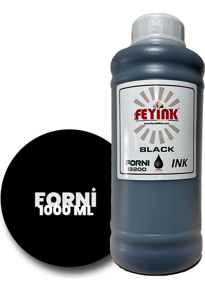 Feyink® Forni Ecosolvent Dijital Baskı Boyası Epson İ3200 Kafa Uyumlu Black (Siyah) -1000ML-