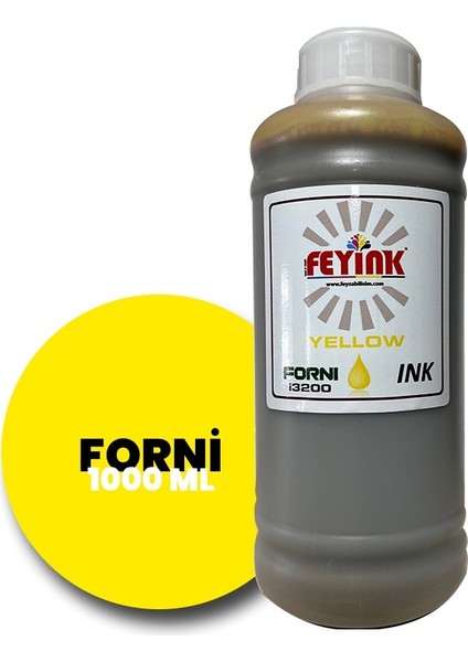 Feyink® Forni Ecosolvent Dijital Baskı Boyası Epson İ3200 Kafa Uyumlu Yellow (Sarı) -1000ML-