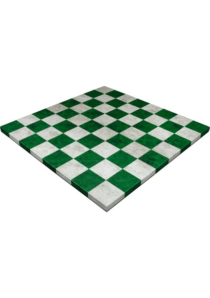 (Sadece Tahta Isteyene) Zümrüt-Krem, Deri Kaplama, Mdf, Ahşap Satranç Tahtası (37X37 Cm)