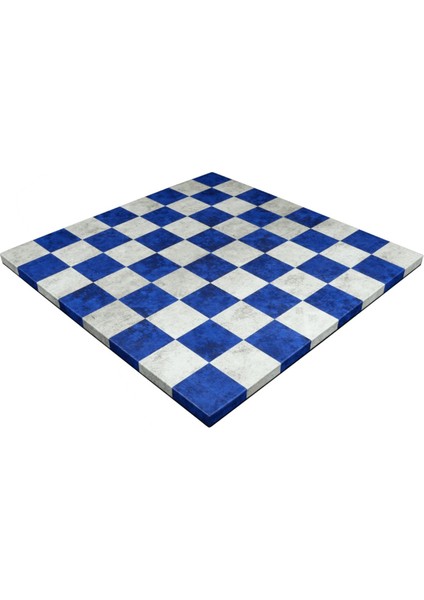 (Sadece Tahta Isteyene) Mavi-Krem, Deri Kaplama, Mdf, Ahşap Satranç Tahtası (37X37 Cm)