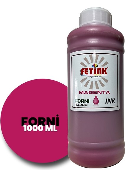 Feyink® Forni Ecosolvent Dijital Baskı Boyası Epson İ3200 Kafa Uyumlu Magenta (Kırmızı) -1000ML-