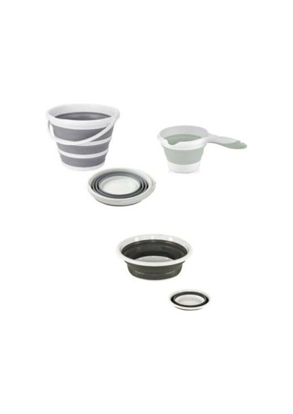 Katlanabilir Multi 5’li Set - Kova Sepet Maşrapa Badya Süzgeç modelleri